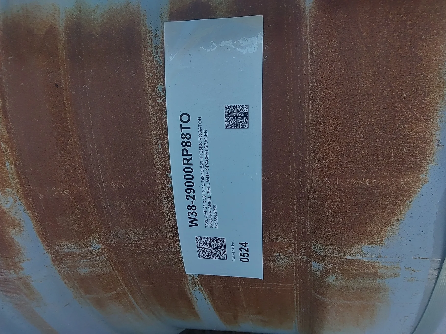 23 X 38 Miller Silver 8 Bolt Sprayer Wheel (8-10.826-8.755) 11" BS image 5
