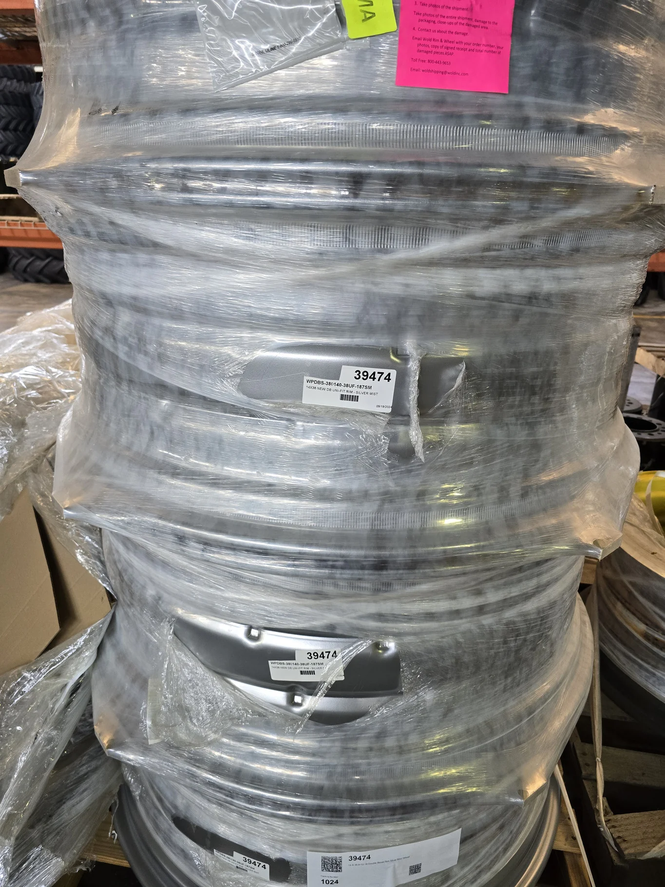14 X 38 8-12-16 Double Bevel Rim Silver Mist Wheel