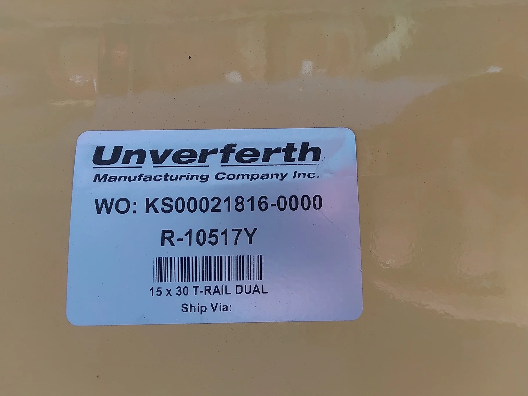 TAKE-OFF 15 X 30 T-RAIL BAND DUAL W/ 10" BAND YELLOW