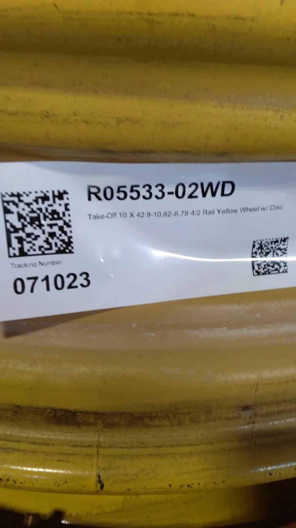 Take-Off 10 X 42 8-10.82-8.78 4/2 Rail Yellow Wheel w/ Disc image 2