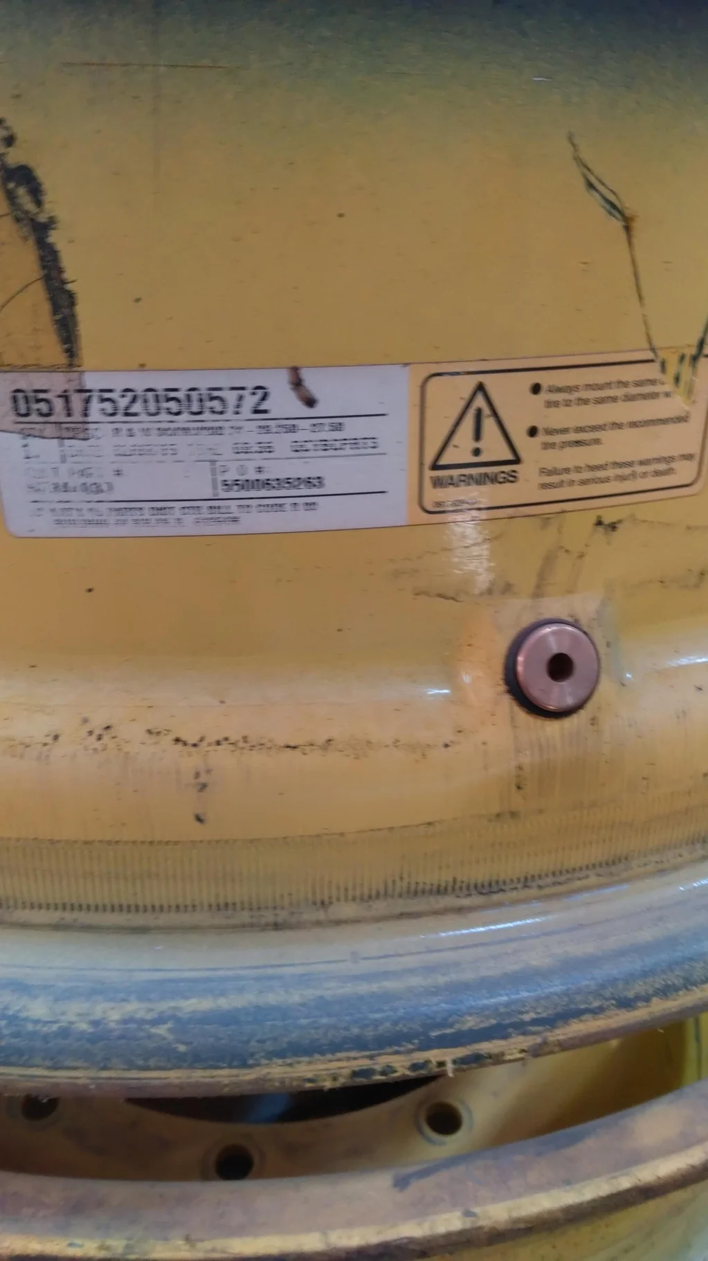 Used 20 X 34 12-19.685-17.651 Titan Waffle 3 Bolt Yellow Wheel w/ Disc (Assembly) image 3