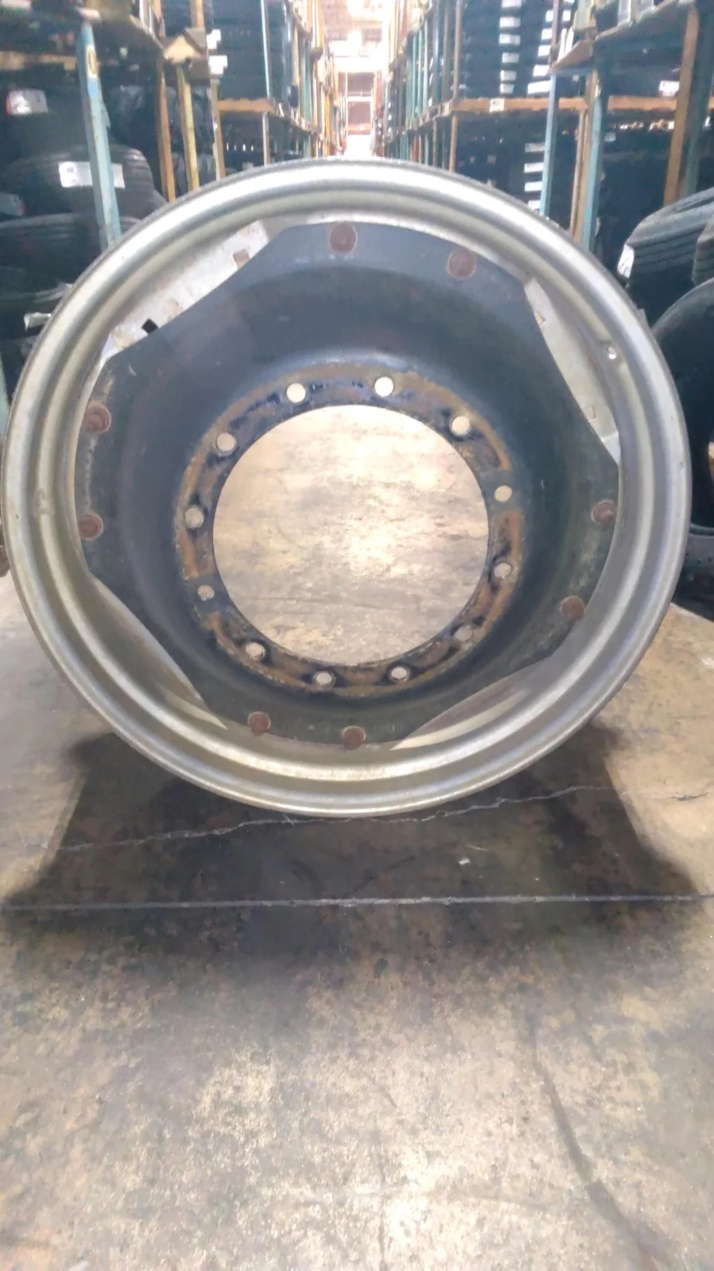 Used 13 X 34 12-16.732-14.620 Waffle 2 Bolt Silver Wheel w/ Disc
