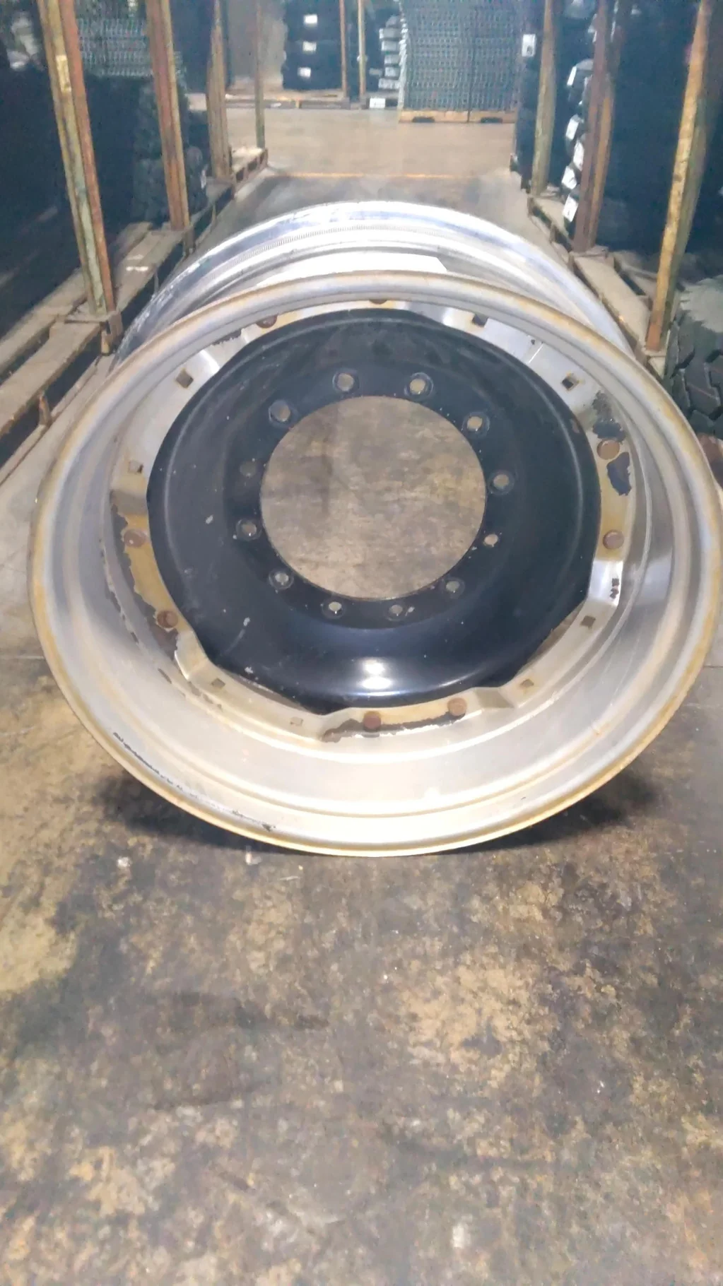 Used 13 X 34 12-16.732-14.620 Waffle 2 Bolt Silver Wheel w/ Disc image 6