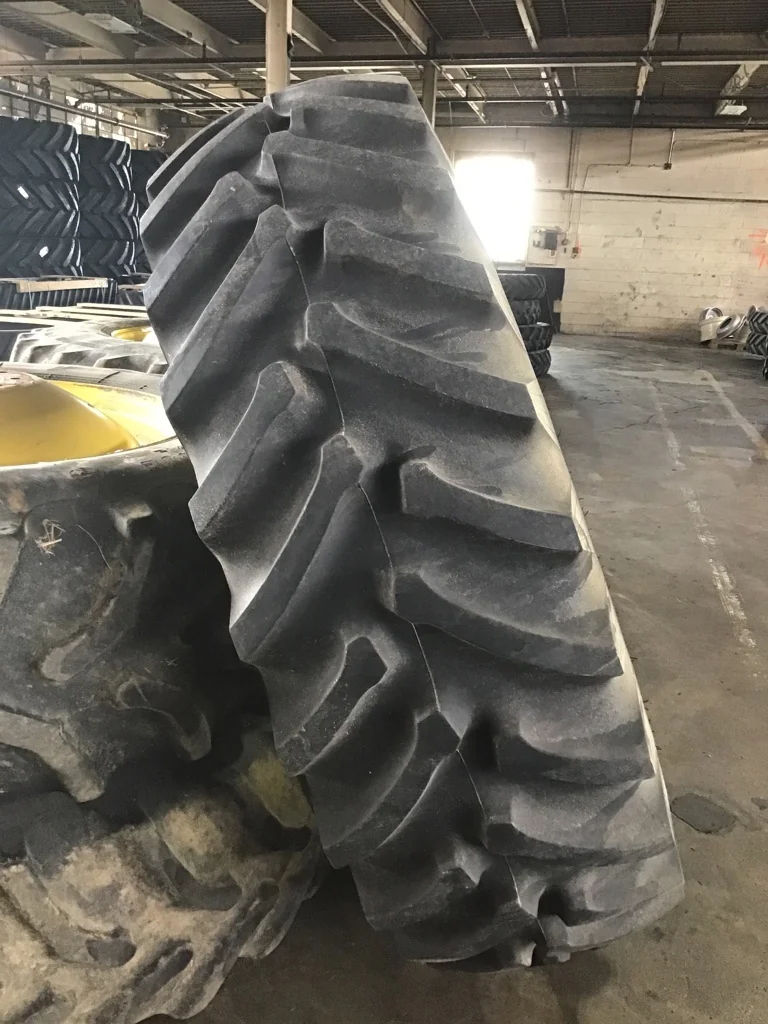 Used 520/85R38 148A8 Titan Hi-Traction Lug Radial TL R-1 85-90% on 18 X 38 Titan Double Bevel Yellow image 3