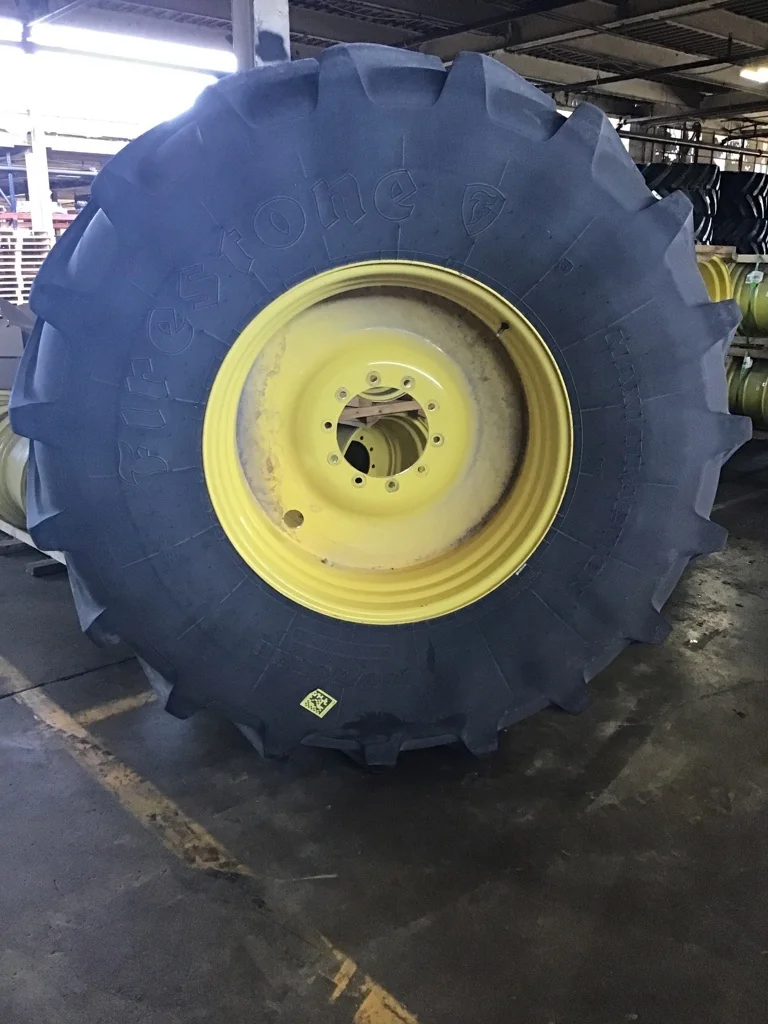 Used 800/70R38 173D Firestone Maxi Traction TL R-1W 90-95% on 27 X 38 10-13.19-11.07 Solid Yellow