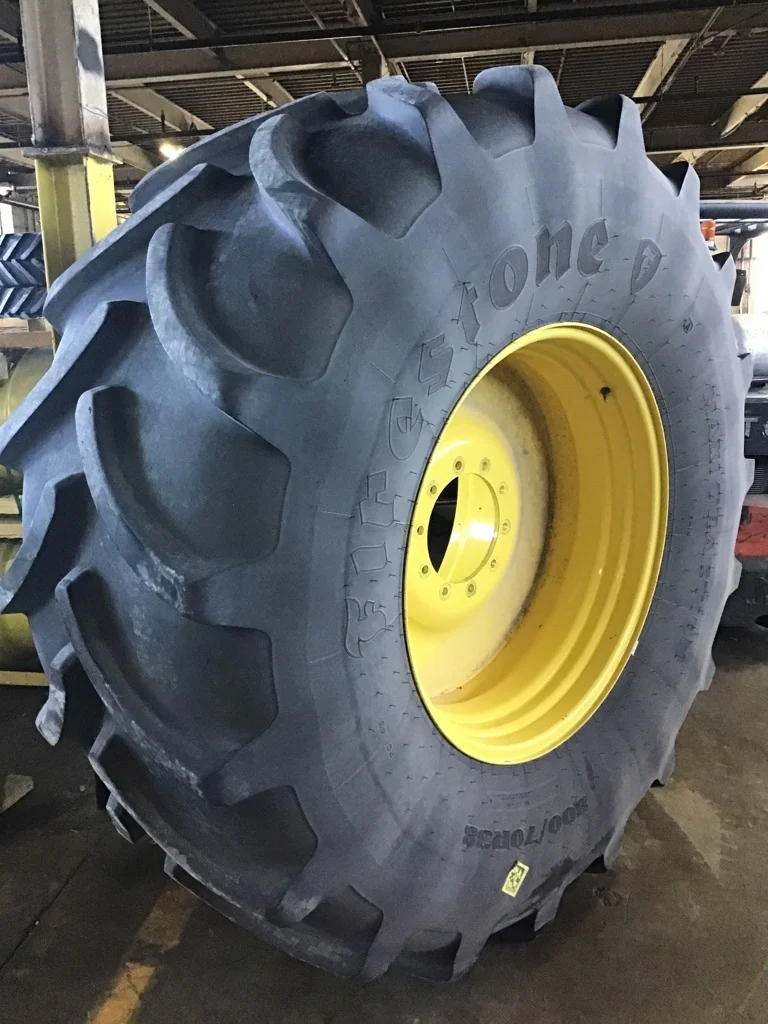 Used 800/70R38 173D Firestone Maxi Traction TL R-1W 90-95% on 27 X 38 10-13.19-11.07 Solid Yellow image 2