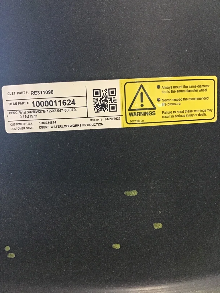 Take-Off 27 X 38 12-32.047-30.078 Titan Rim & Rail Yellow Wheel image 2