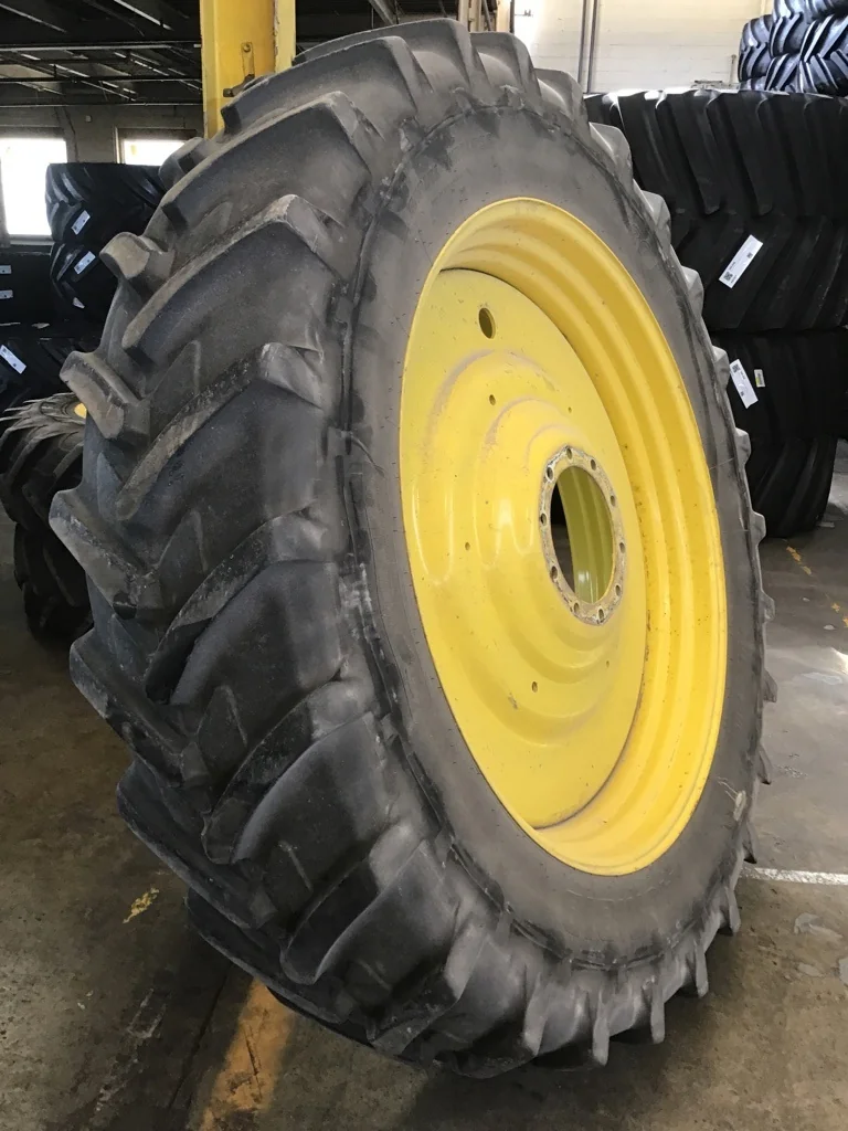 Used 480/80R50 159A8 Michelin Agribib TL R-1W 80-85% on 15 X 50 10-13.19-11.07 Titan Dual Yellow image 2
