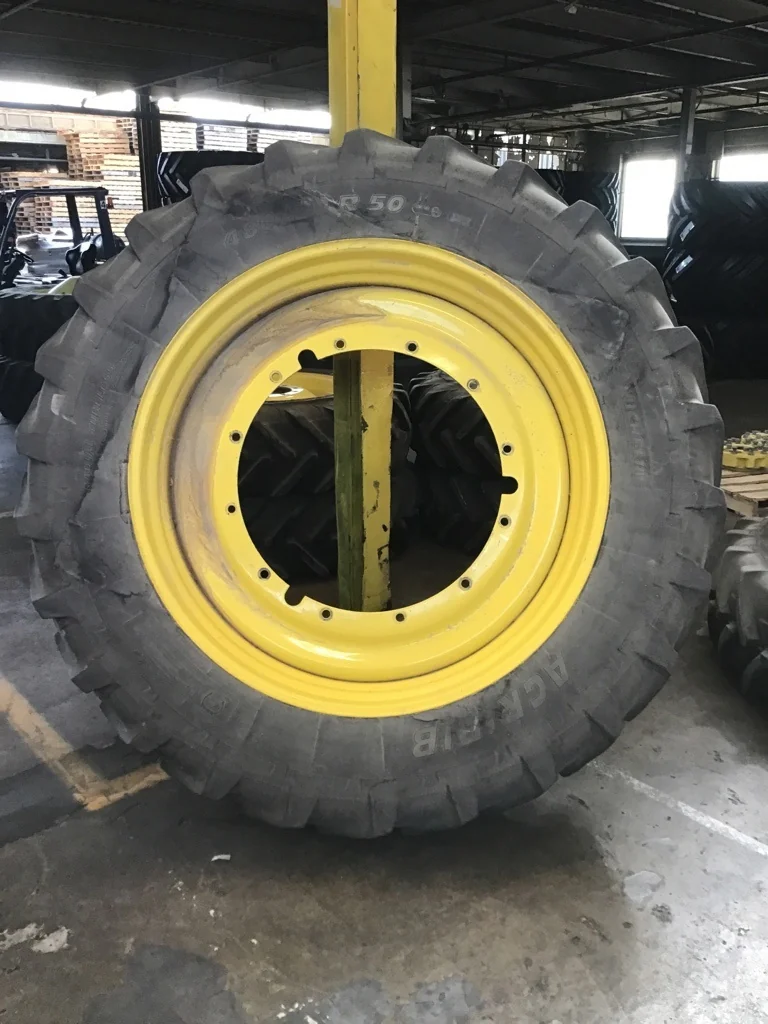 Used 480/80R50 159A8 Michelin Agribib TL R-1W 80-85% on 15 X 50 12-32.047-30.078 Titan Rim & Rail