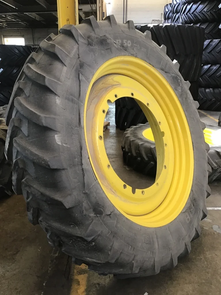 Used 480/80R50 159A8 Michelin Agribib TL R-1W 80-85% on 15 X 50 12-32.047-30.078 Titan Rim & Rail image 2