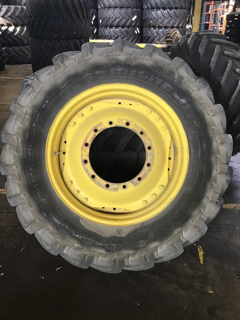 Used 420/85R34 147A8 Michelin Agribib 2 TL R-1W 85-90% on 15 X 34 12-16.732-14.620 Waffle 3 Bolt