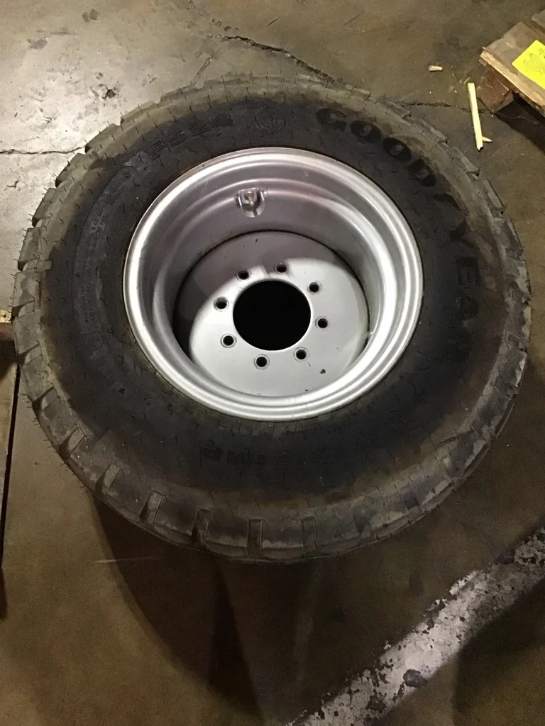 Take-Off 440/55R18 159A8 Goodyear FS24 TL I-1 95-100% on 14 x 18 8-8-6 Implement Silver Wheel