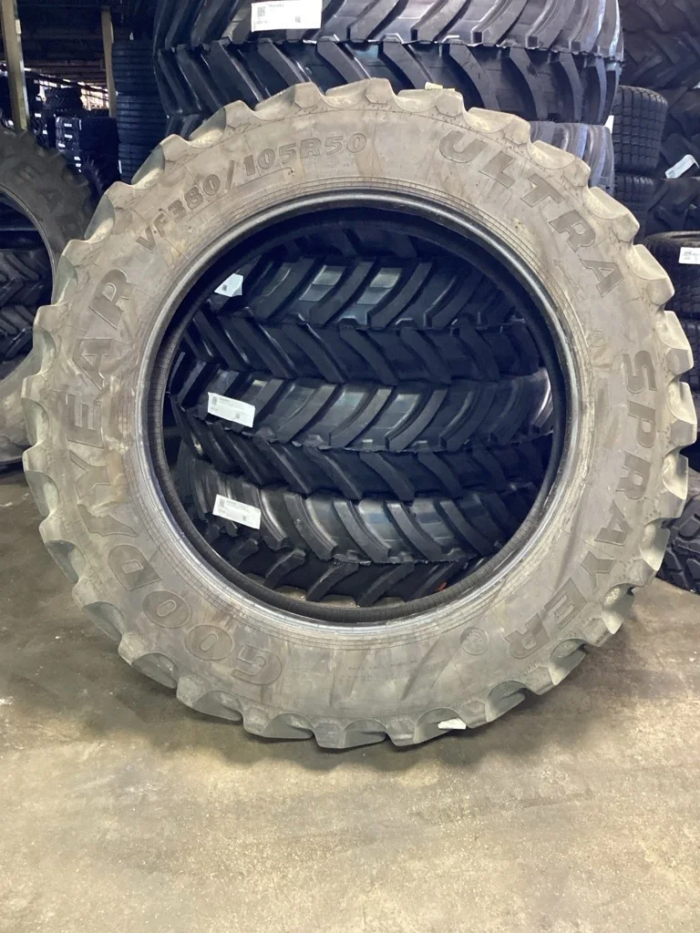 Used VF380/105R50 179D Goodyear Ultra Sprayer TL R-1 90-95% (MILD- Weather checking,Tread Chunking)