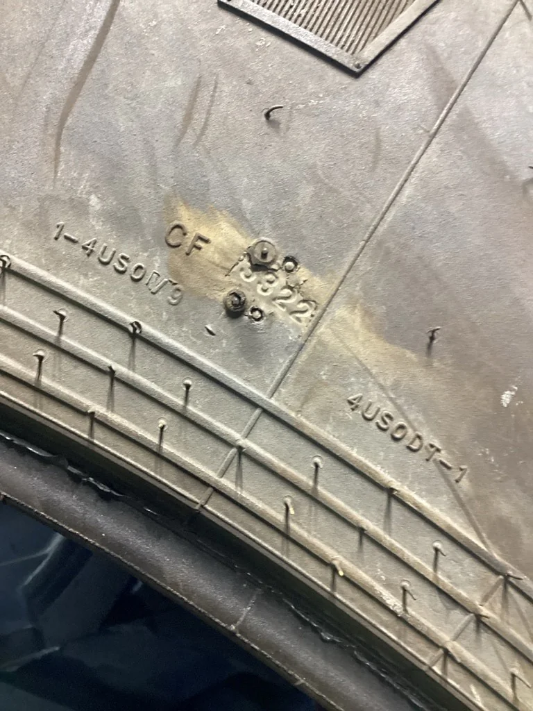 Used VF380/105R50 179D Goodyear Ultra Sprayer TL R-1 90-95% (MILD- Weather checking,Tread Chunking) image 3