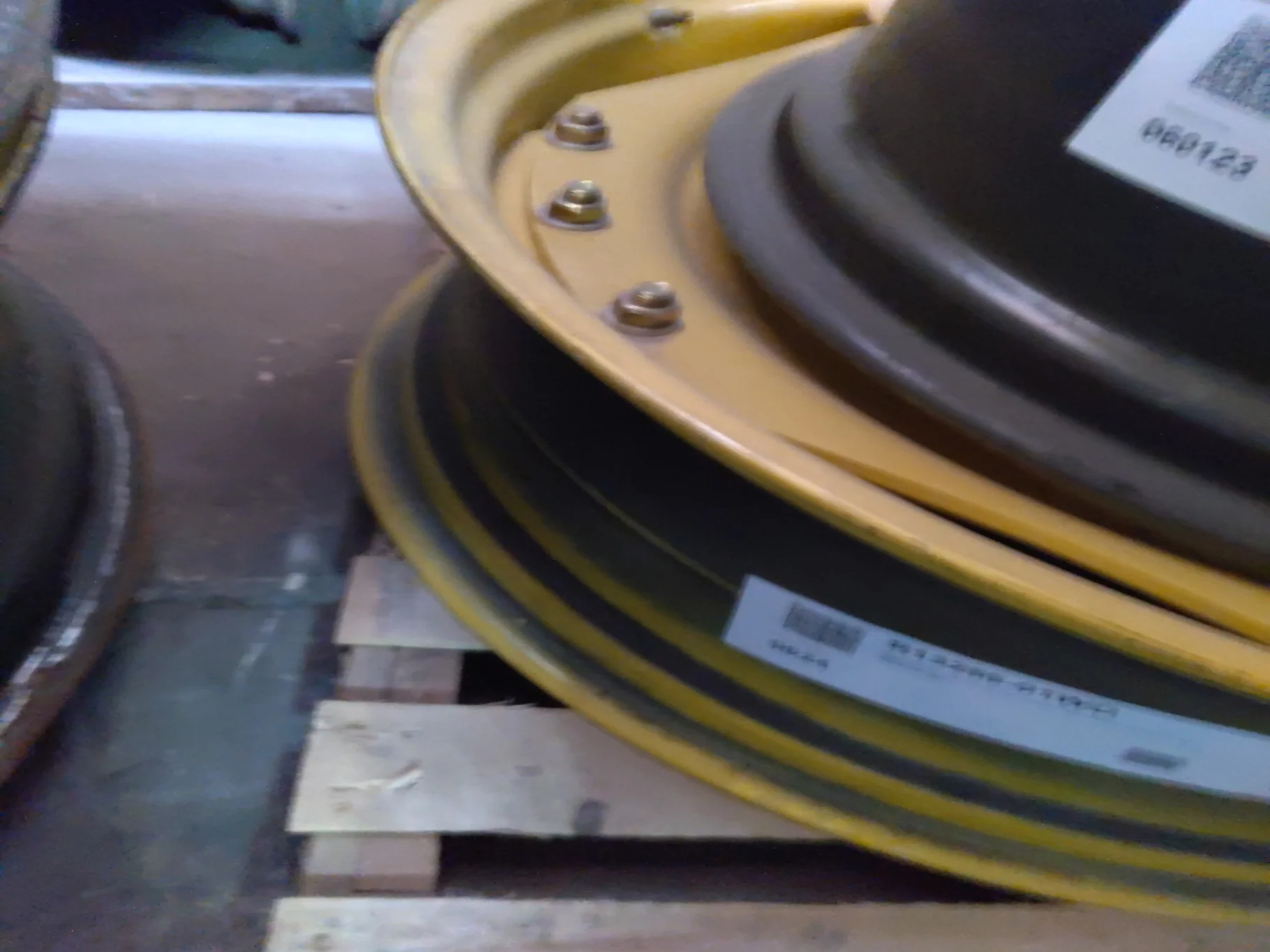Take-Off 12 x 38 12-16.732-14.620 Titan Waffle JD AG Yellow Wheel w/ Disc image 2