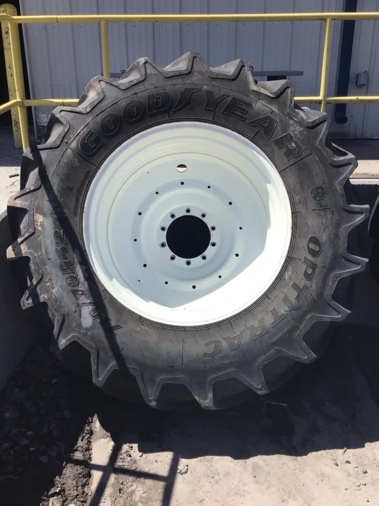 Used 710/70R42 173D Goodyear Optitrac TL R-1W 90-95% On 23 x 42 10-13.19-11.07 Titan Wheel NH White