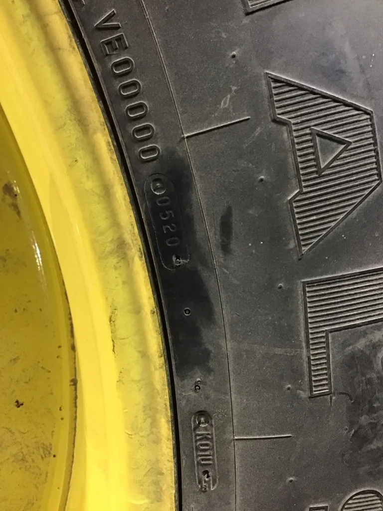 Used 380/90R54 152A8 Firestone Rad 9000 TL R-1W 65-70% on 12 x 54 10-13.19-11.07 Yellow Dual Wheel image 2