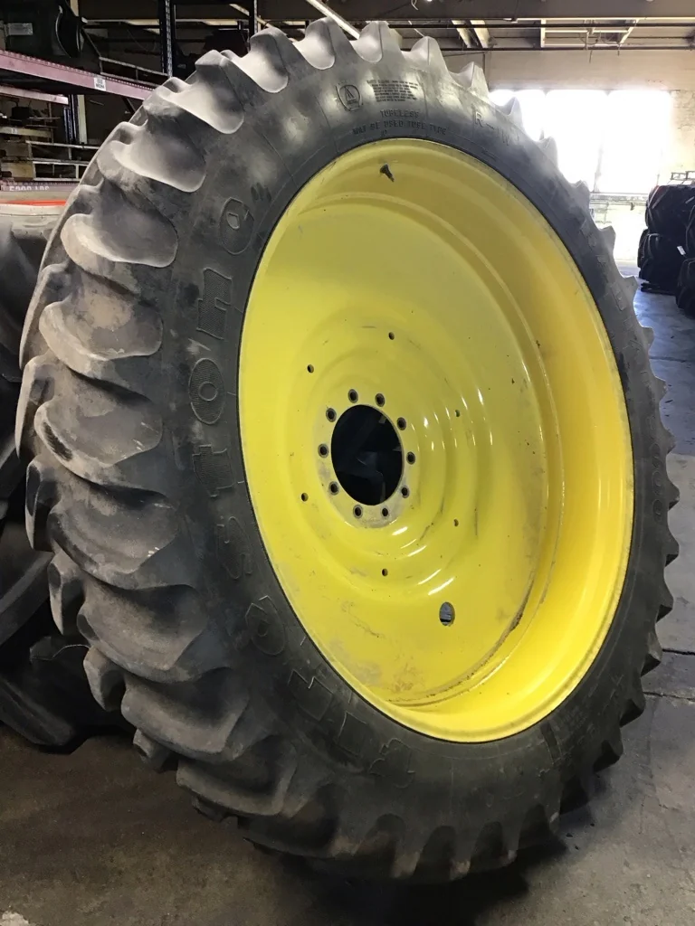 Used 380/90R54 152A8 Firestone Rad 9000 TL R-1W 65-70% on 12 x 54 10-13.19-11.07 Yellow Dual Wheel image 4