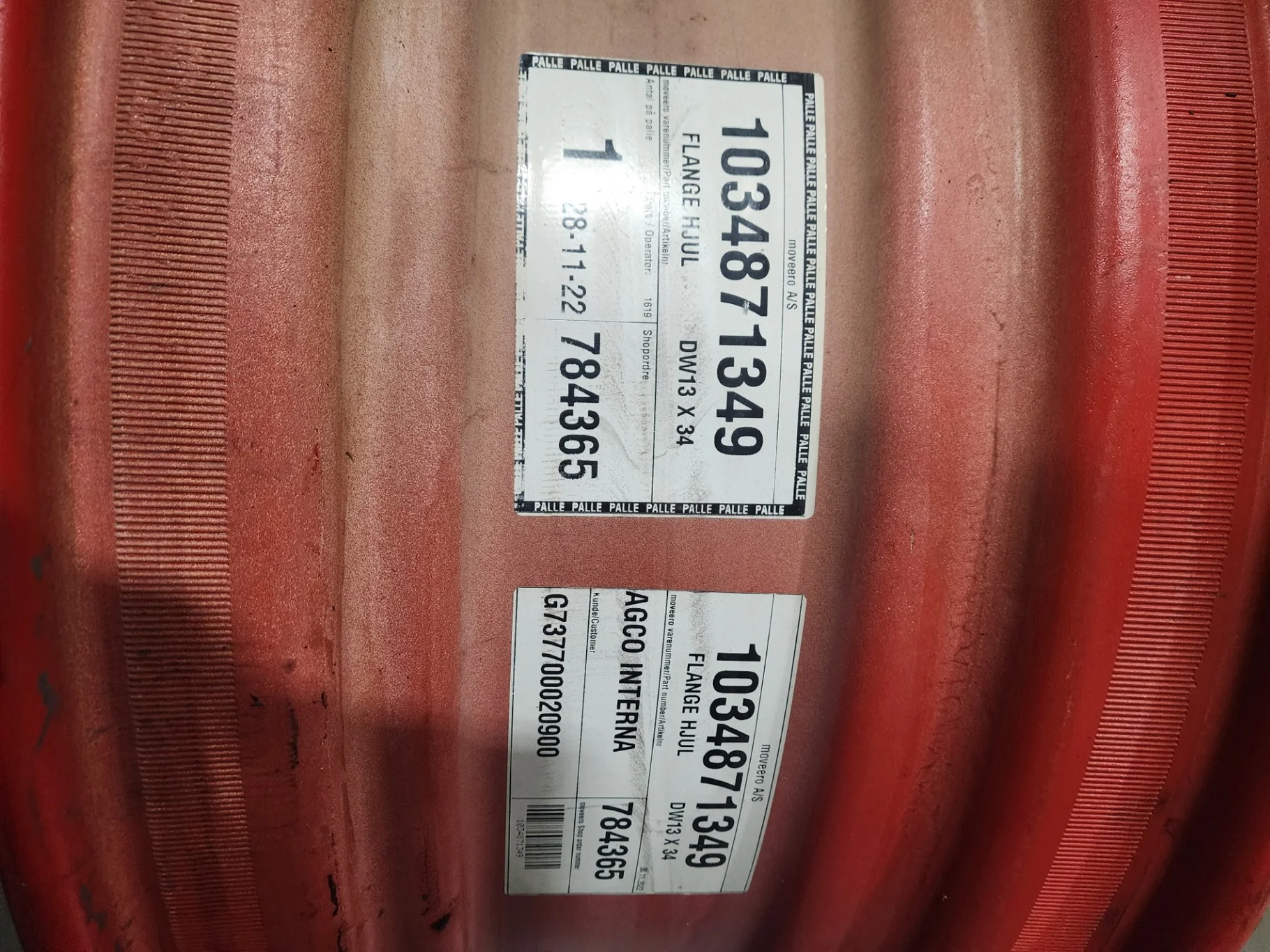 Take-Off 13 x 34 12-27.25-24.75 R & R Fendt Red Wheel w/ Disc image 3