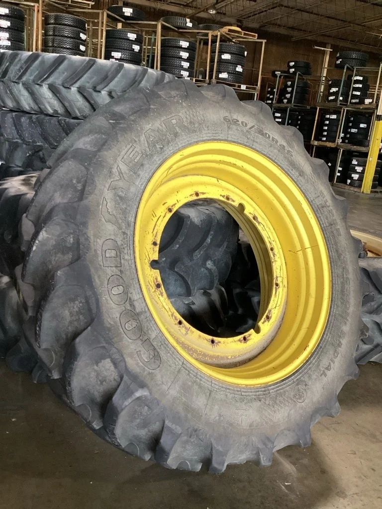 Used 620/70R46 176A8 Goodyear STR DT820 TL R-1W 75-80% On 21 x 46 12-32.047-30.078 Titan R&R Yellow image 2