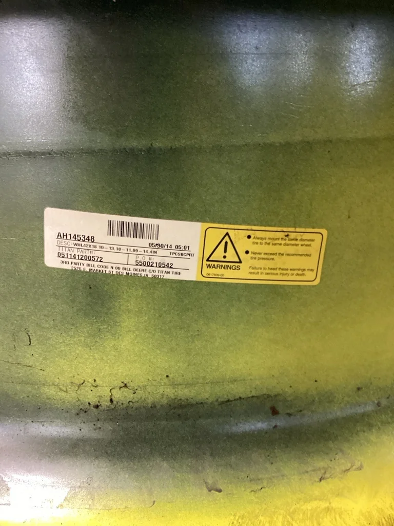 USED 18 x 42 10-13.187-11.07-14.4 (INSIDE) DOLLY DUAL YELLOW WHEEL image 2