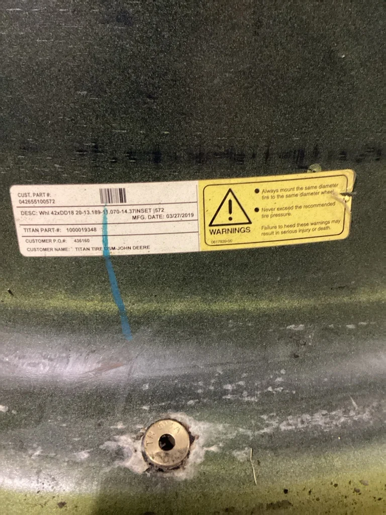 USED 18 x 42 20-13.187-11.07 (INSIDE) DOLLY DUAL YELLOW WHEEL image 2