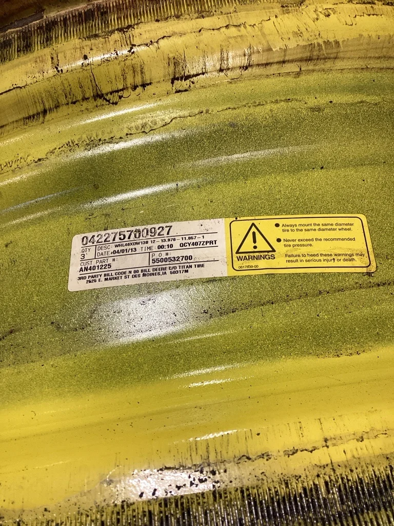 Used 13 x 46 12-13.976-11.857-1 Yellow Bubble Disc Wheel image 3