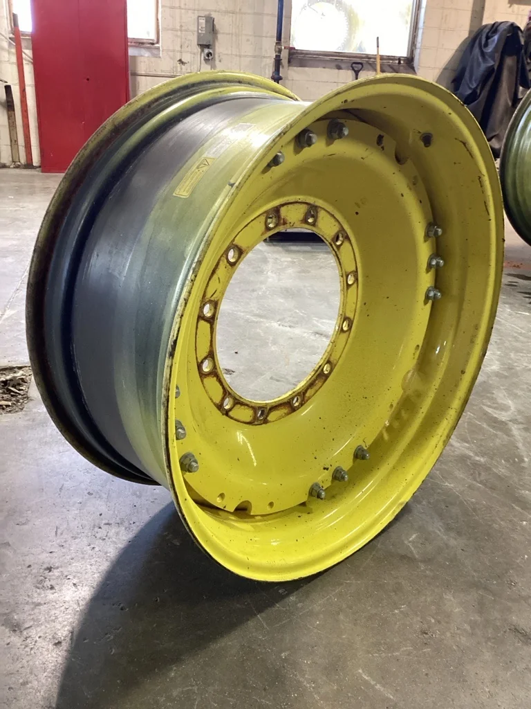 Used 15 x 34 12-16.732-14.620 Waffle 3 Bolt Yellow Wheel w/ Disc image 2
