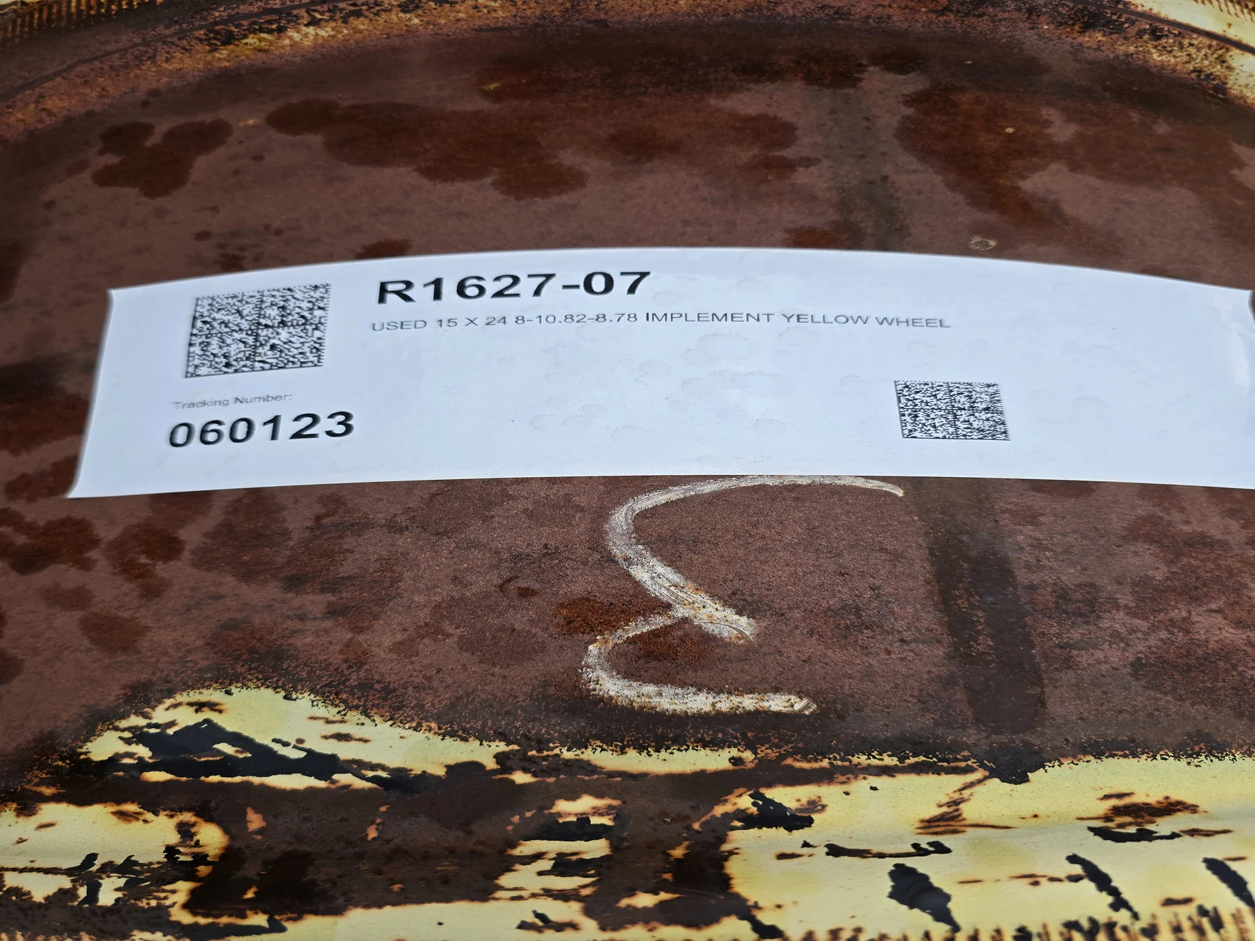 USED 15 X 24 8-10.82-8.78 IMPLEMENT YELLOW WHEEL