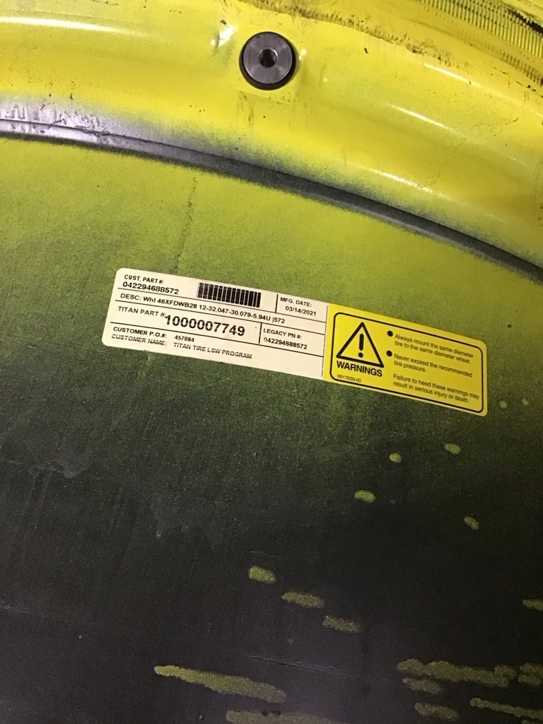Take-Off 28 x 46 12-32.047-30.078 Rim & Rail Yellow Wheel image 2