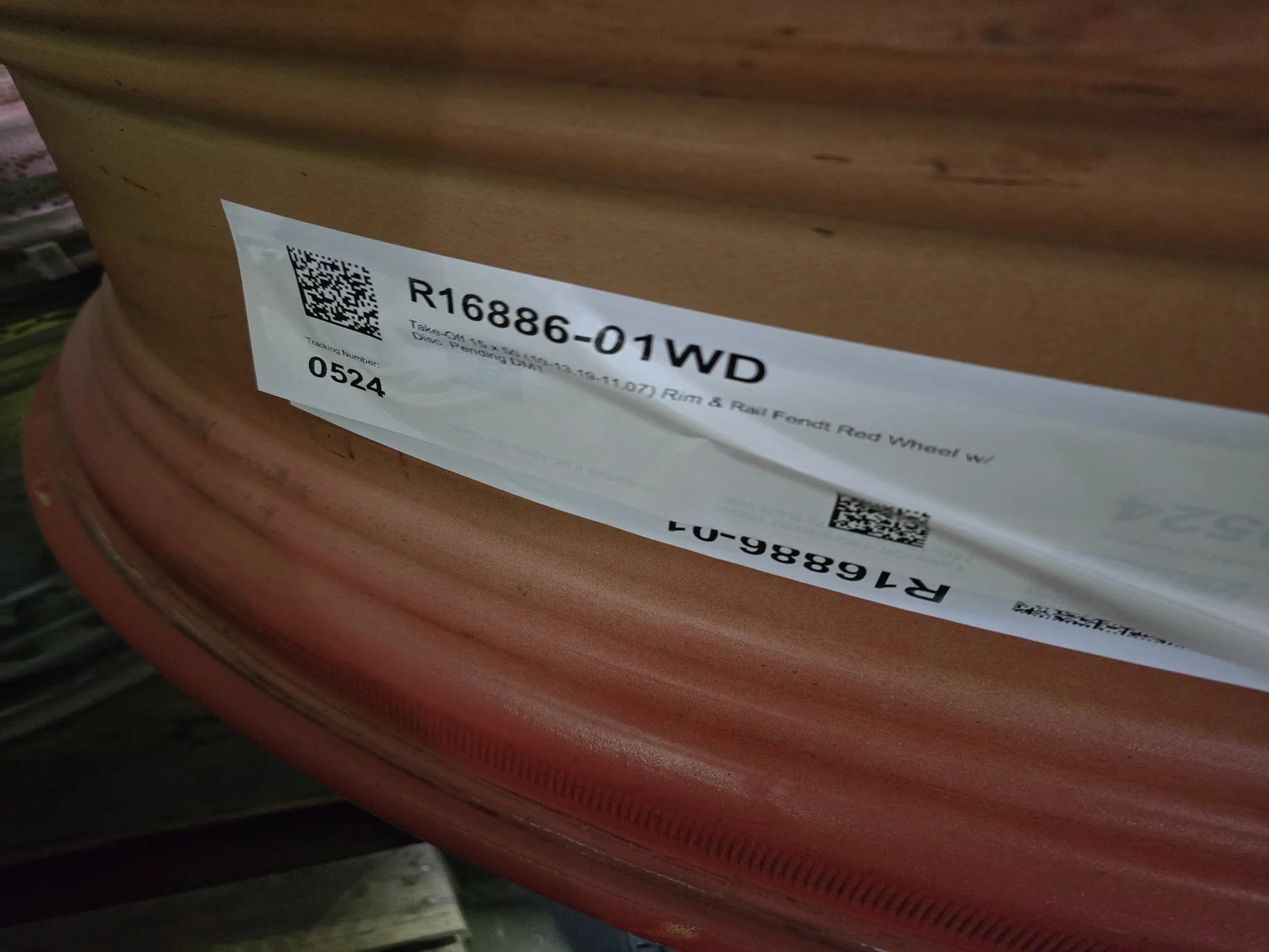 Take-Off 15 x 50 (10-13.19-11.07) Rim & Rail Fendt Red Wheel w/ Disc image 3