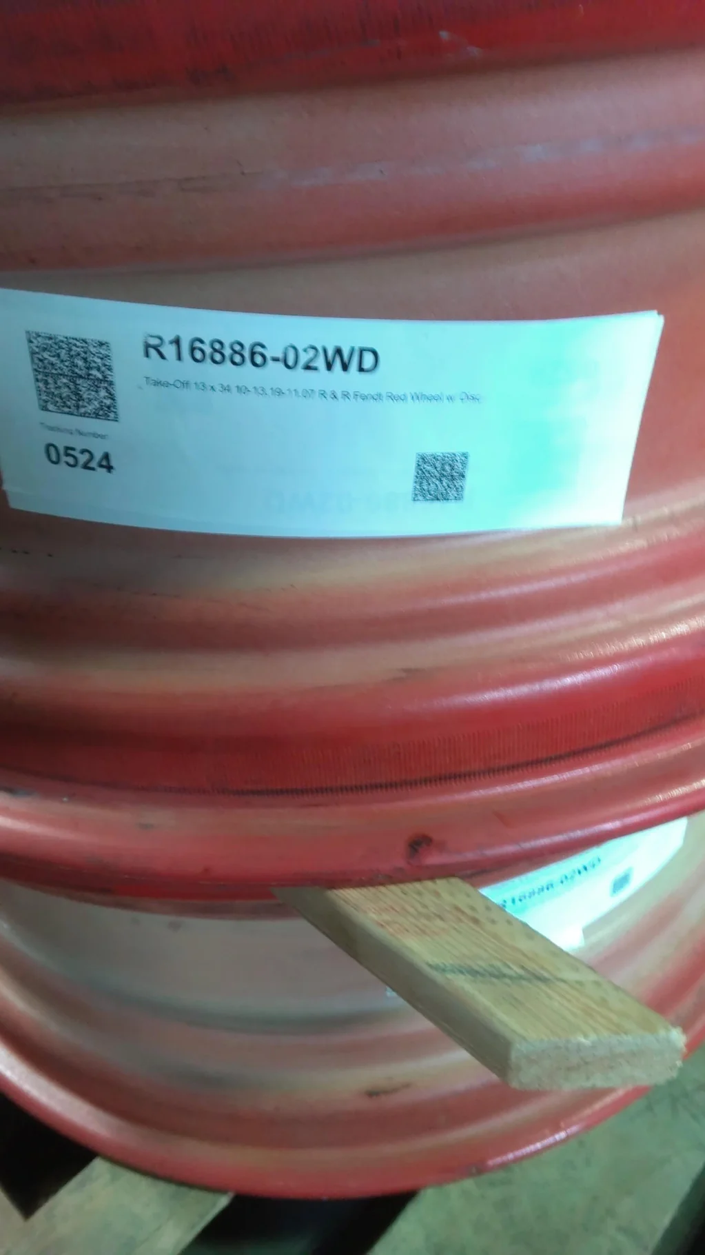 Take-Off 13 x 34 10-13.19-11.07 R & R Fendt Red Wheel w/ Disc image 3