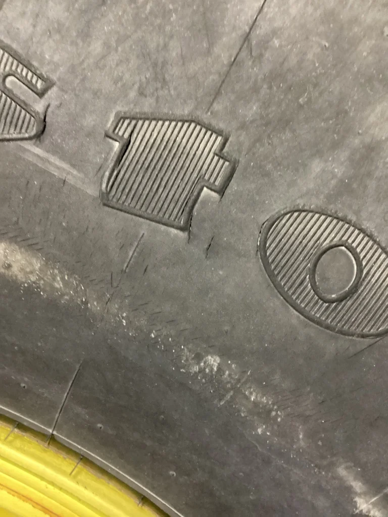 Used 76 x 50.00-32 177B Firestone Flotation 23 DT HF-3  75-80% On 44 x 32 10-13.19-11.07 Yellow image 3