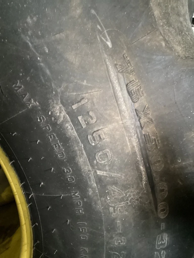 Used 76 x 50.00-32 177B Firestone Flotation 23 DT HF-3  75-80% On 44 x 32 10-13.19-11.07 Yellow image 5