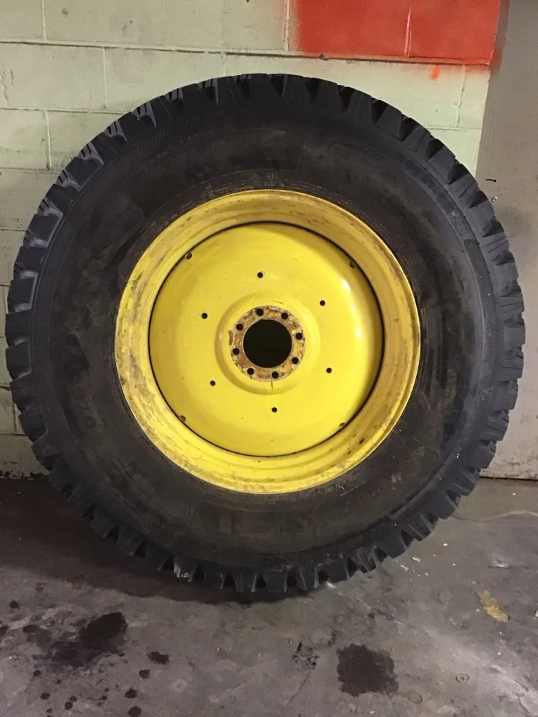 Used 480/80R34 164A8 Nokian TRI 2 TL Multi Use 80-85% on 15 x 34 8-8-6 Solid Yellow Wheel (Assembly)