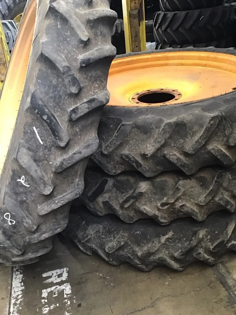Used 320/90R50 161B Goodyear DT800 TL R-1W 40-45% on 12 x 50 10-13.19-11.07 Hagie Orange Bubble Disc image 2