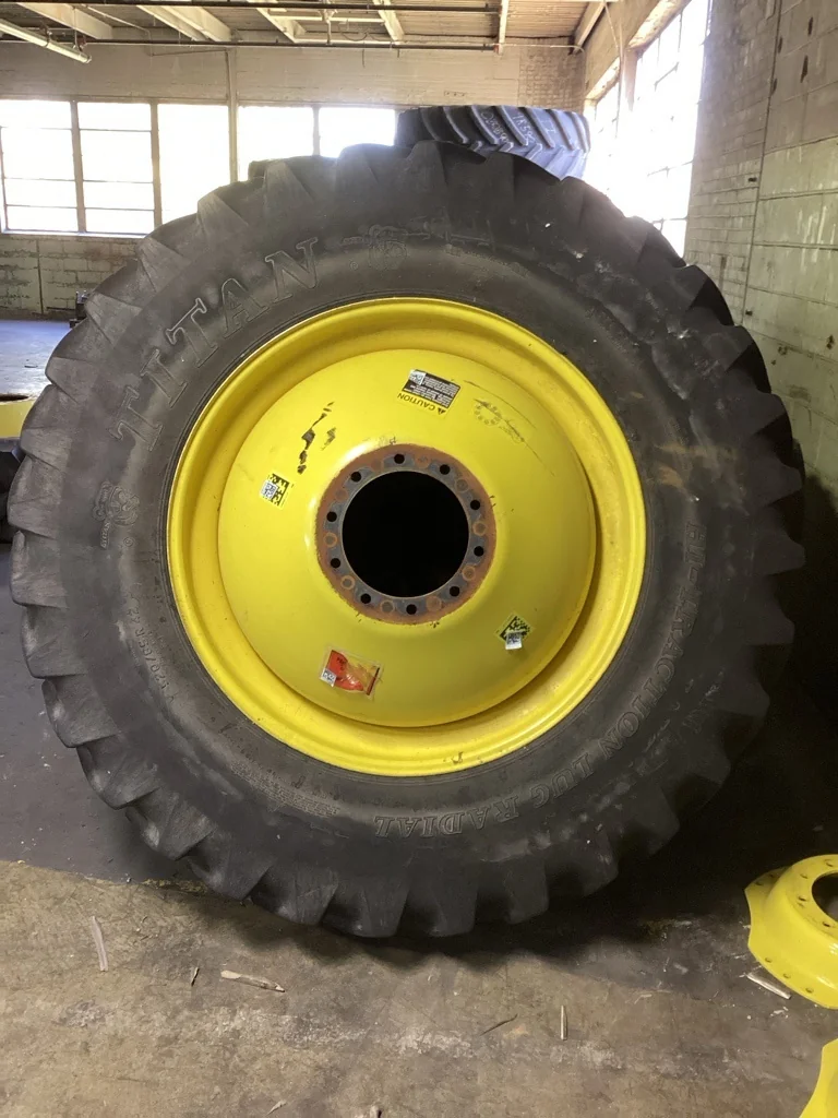 Used 520/85R42 157A8 Titan Hi-Traction Lug R-1 TL 70-75% On 18 x 42 10-13.18-11.09-14.4 Dolly Dual