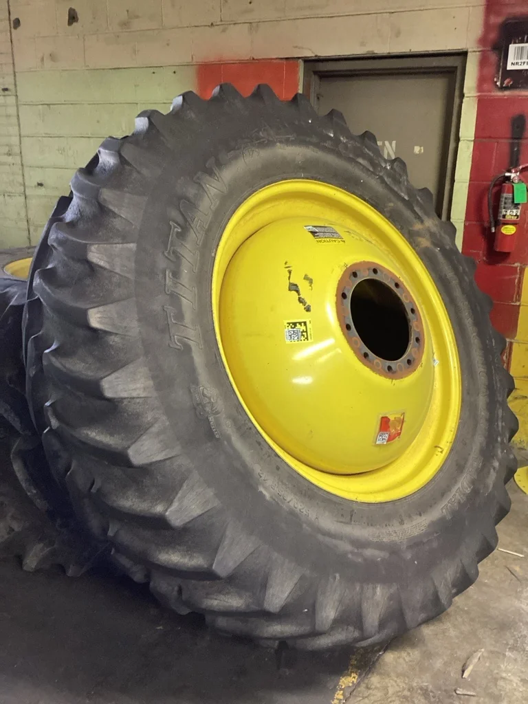 Used 520/85R42 157A8 Titan Hi-Traction Lug R-1 TL 70-75% On 18 x 42 10-13.18-11.09-14.4 Dolly Dual image 2