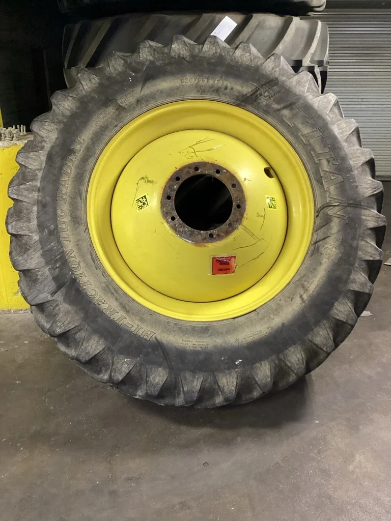 Used 520/85R42 157A8 Titan Hi-Traction Lug R-1 TL 75-80% On 18 x 42 10-13.18-11.09-12.4 Dolly Dual