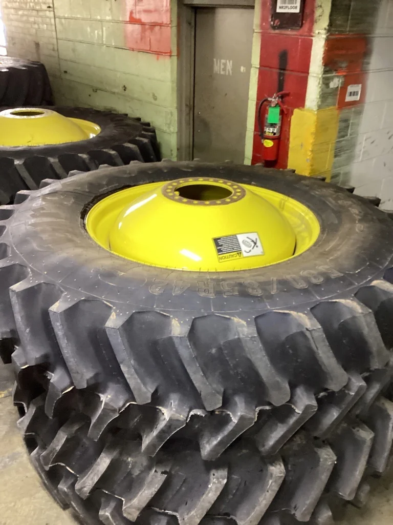Take-Off 580/85R42 166B Firestone Deep Tread 23 TL R-1W 95-100% on 18 x 42 20-13.19-11.07 Dolly Dual
