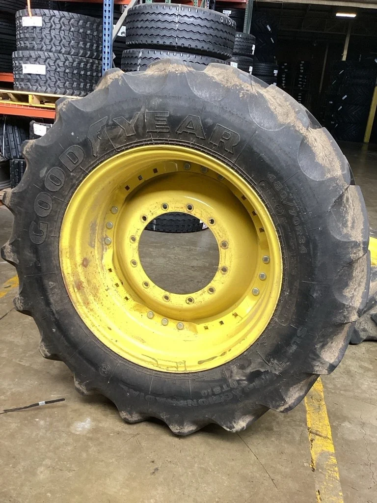 Used 480/70R34 155A8 Goodyear Super Traction Radial DT810 TL R-1W 70-75% On 15 x 34 (12-16.732-14.62