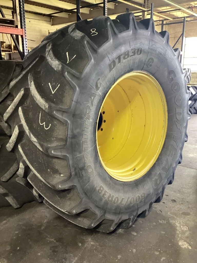 Used 800/70R38 173A8 Goodyear Optitrac DT830 TL R-1W 75-80% On 25 x 38 (10-13.19-11.07) Dual image 2