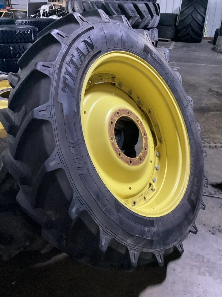 Used 380/80R38 142D Titan Agra Edge TL R-1W 80-85% On 12 x 38 (10-13.19-11.07) Waffle 3 Bolt/Disc image 2