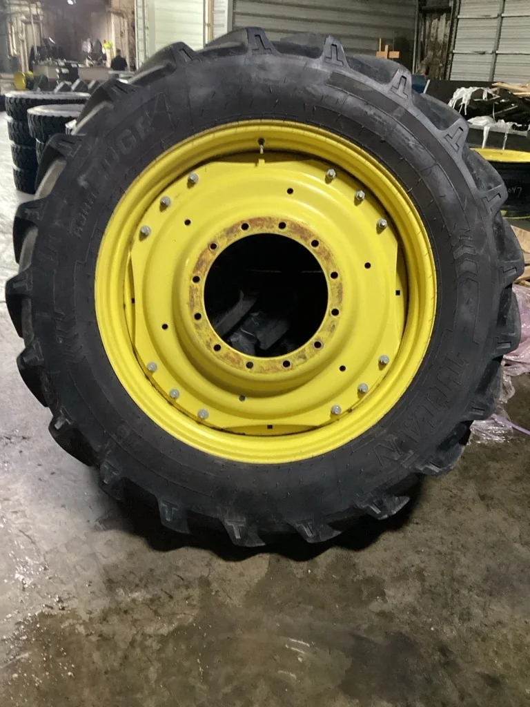 Used 380/80R38 142D Titan Agra Edge TL R-1W 80-85% On 12 x 38 (12-16.732-14.620) Waffle 3 Bolt/Disc
