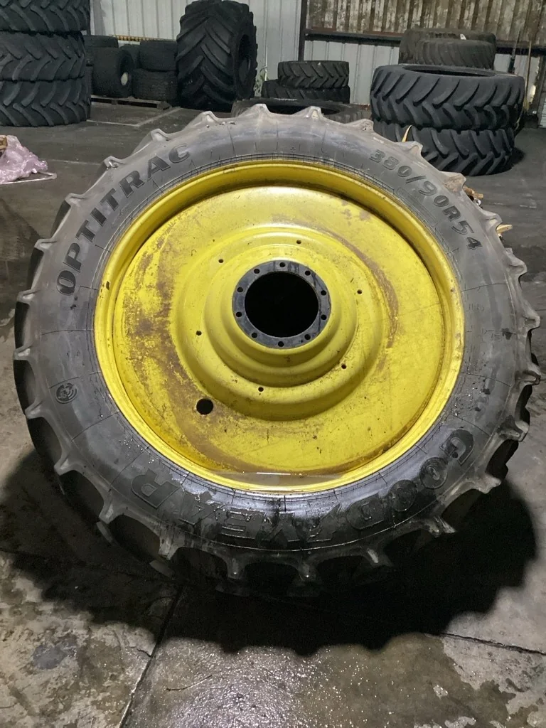 Used 380/90R54 152D Goodyear Optitrac TL R-1W 80-85% On 12 x 54 (10-13.19-11.07) Titan Dual Wheel
