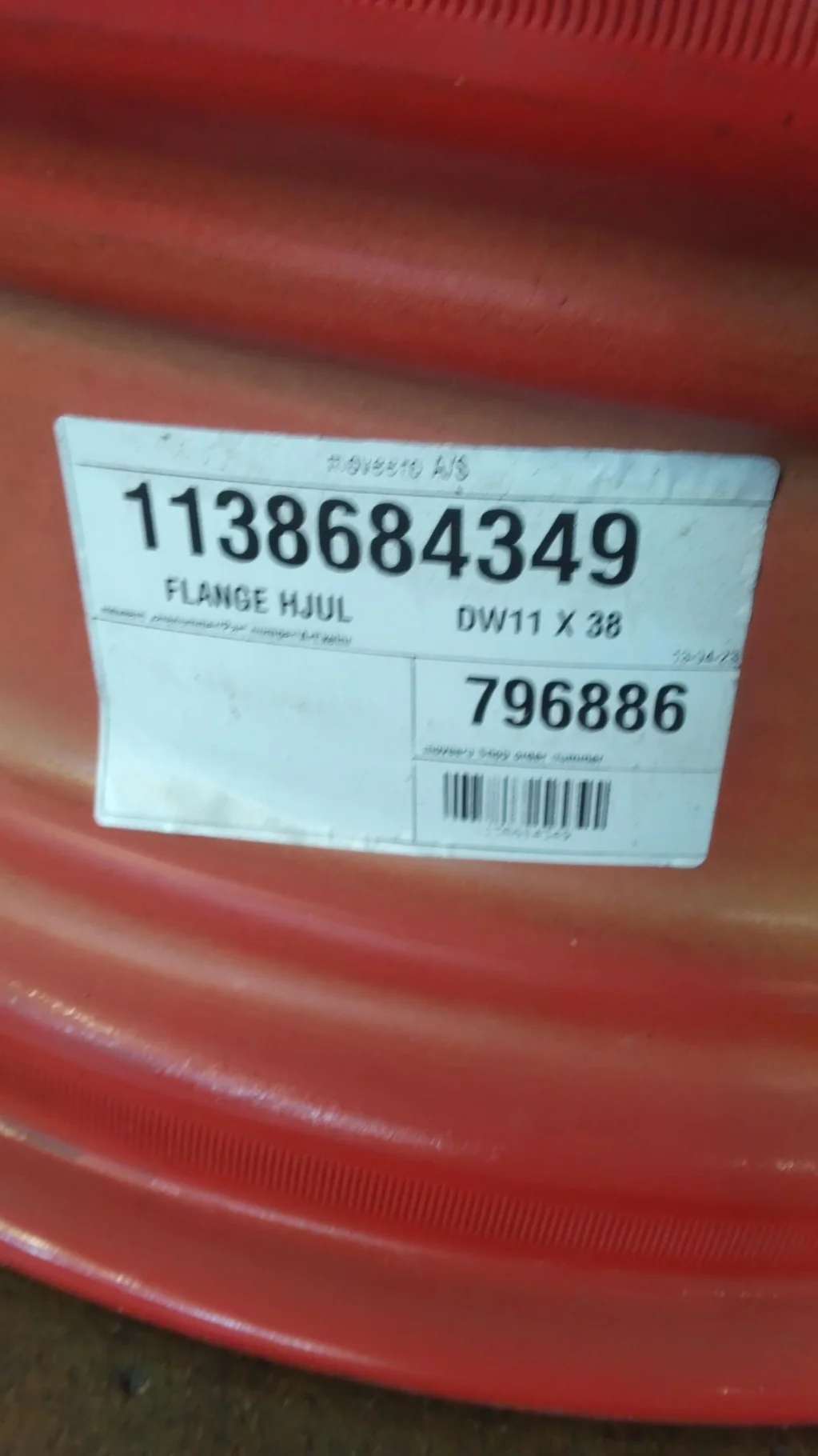 Take-Off 11 x 38 (16-31-29.25) Rim & Rail Fendt Red Wheel image 3