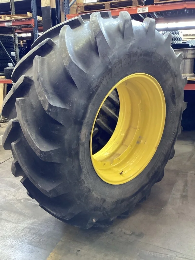 Used 710/70R38 171D Michelin MachXbib TL R-1W 90-95% On 23 x 38 12-32.047-30.078 R&R Yellow Wheel image 2