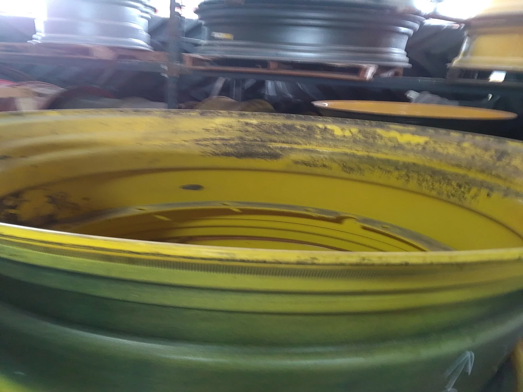 Used 23 x 38 12-32.047-30.078 Titan Rim & Rail Yellow Wheel image 2