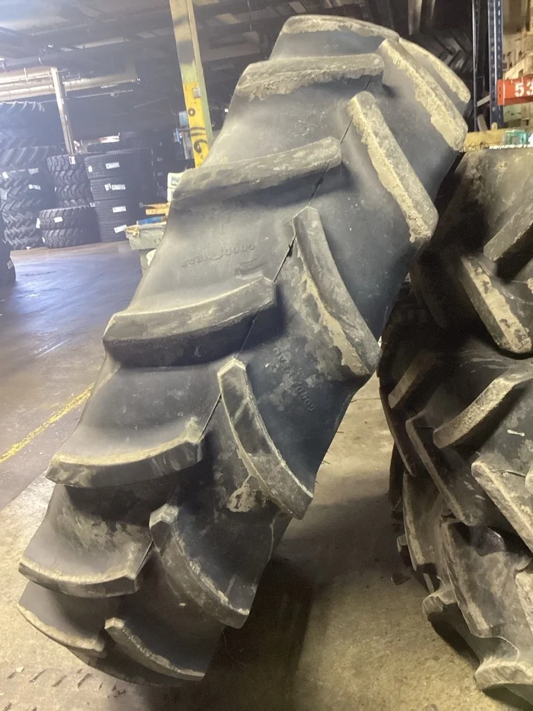 Used 380/80R38 142D Goodyear Optitrac TL R-1W 95-100% On 12x38 (12-16.732-14.620) Waffle 3 Bolt/Disc image 3