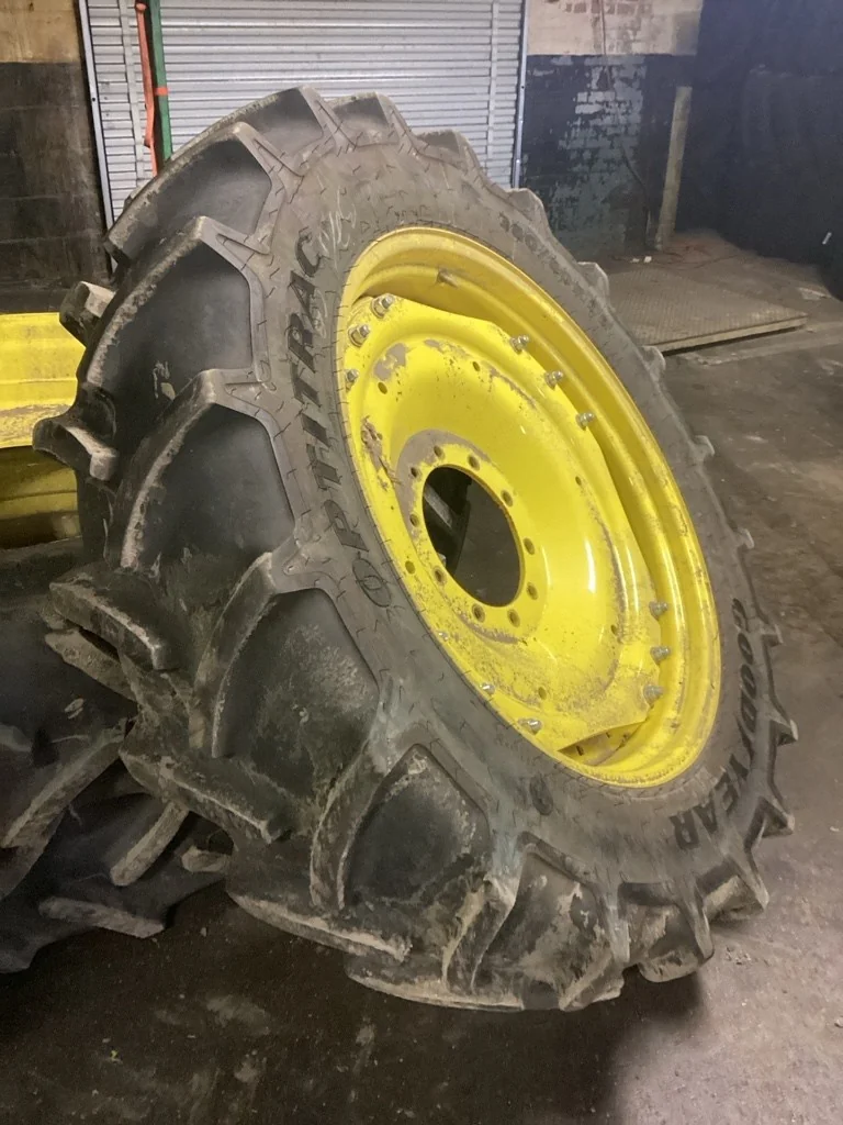 Used 380/80R38 142D Goodyear Optitrac TL R-1W 95-100% On 12x38 (10-13.19-11.07) Waffle 3 Bolt/Disc image 2